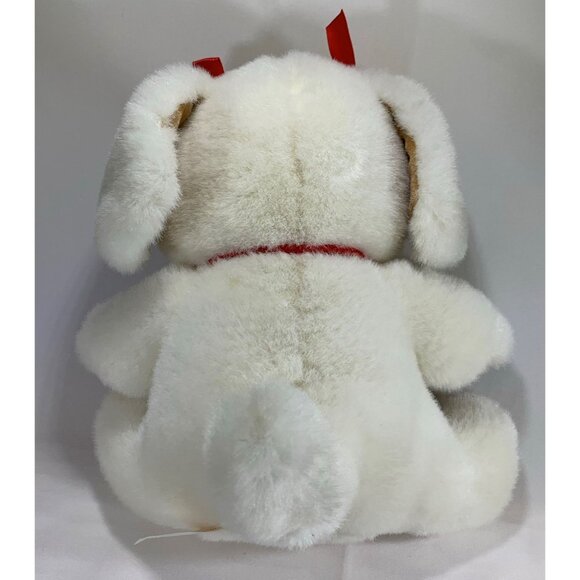 Vintage Commonwealth 1993 White Plush Dog Stuffed Animal Red Valentine Heart Bow - Picture 5 of 9